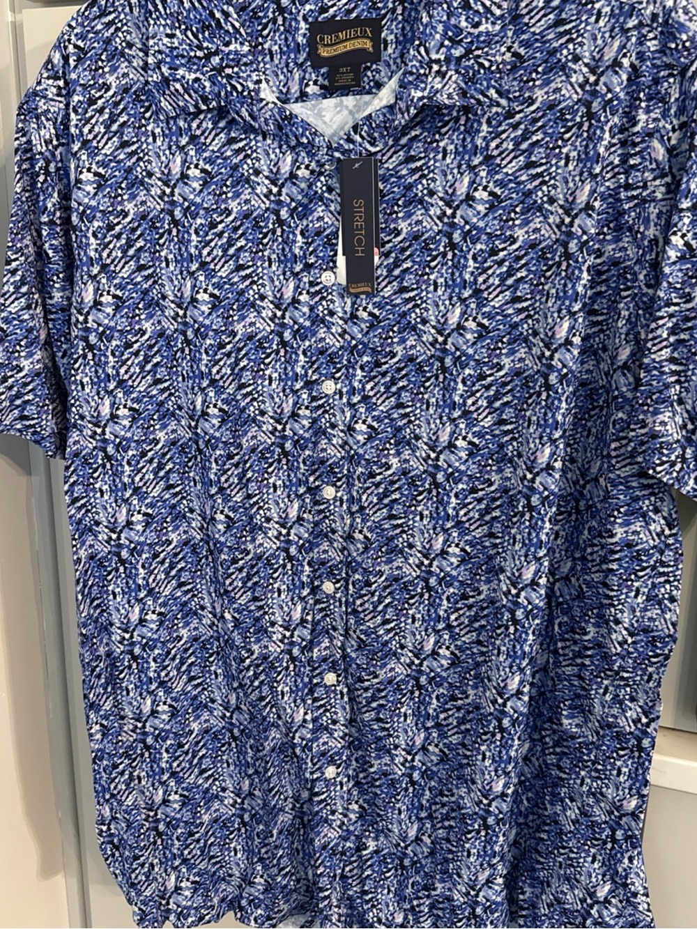 Cremieux Men’s Blue Abstract Print Short Sleeve Button Down Shirt 3XT NWT New